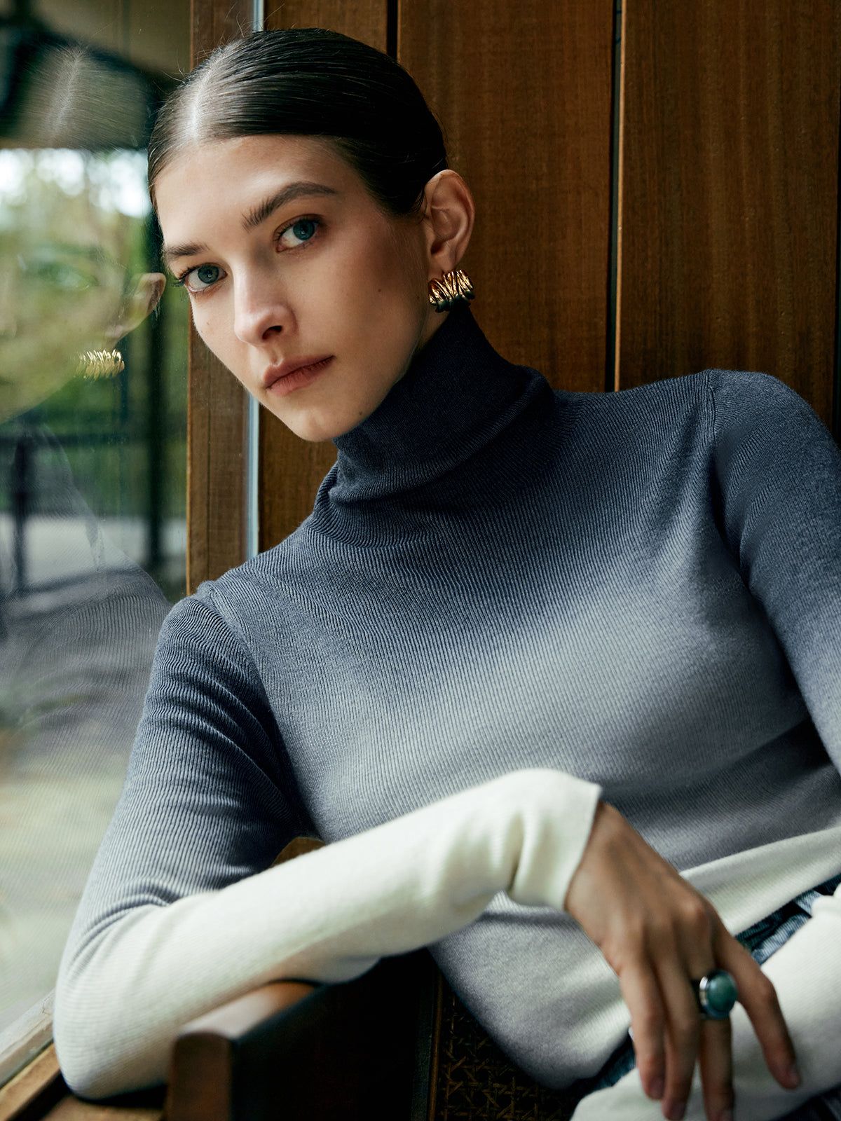 Wool-Blend Ombre Slim Knit Top-Massicos