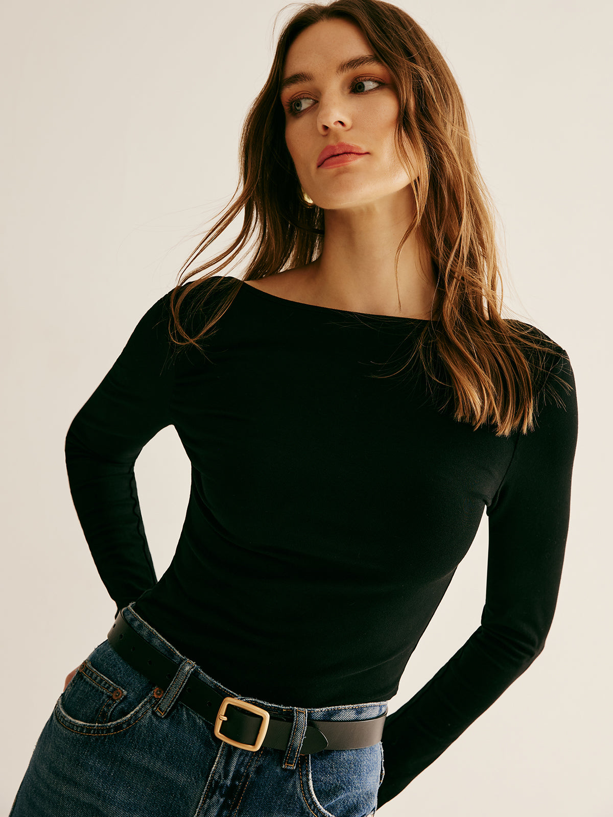 Backless Long Sleeve Tie T-Shirt-Massicos