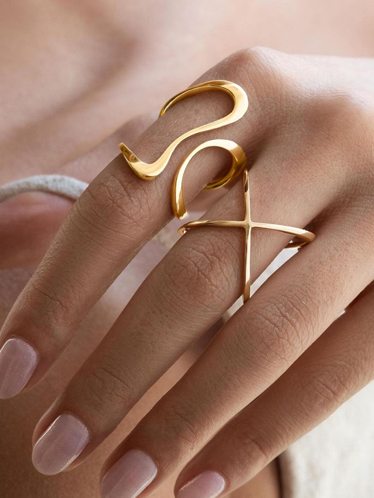 1pc Irregular Golden Whirl Open Ring-Massicos