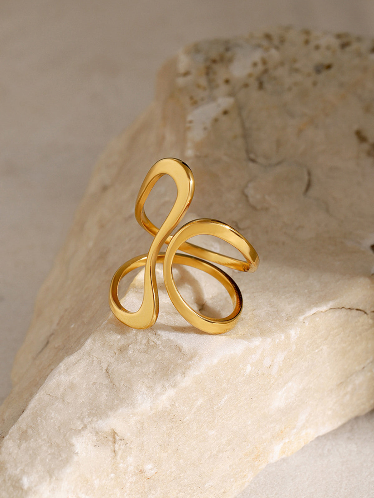 1pc Irregular Golden Whirl Open Ring-Massicos