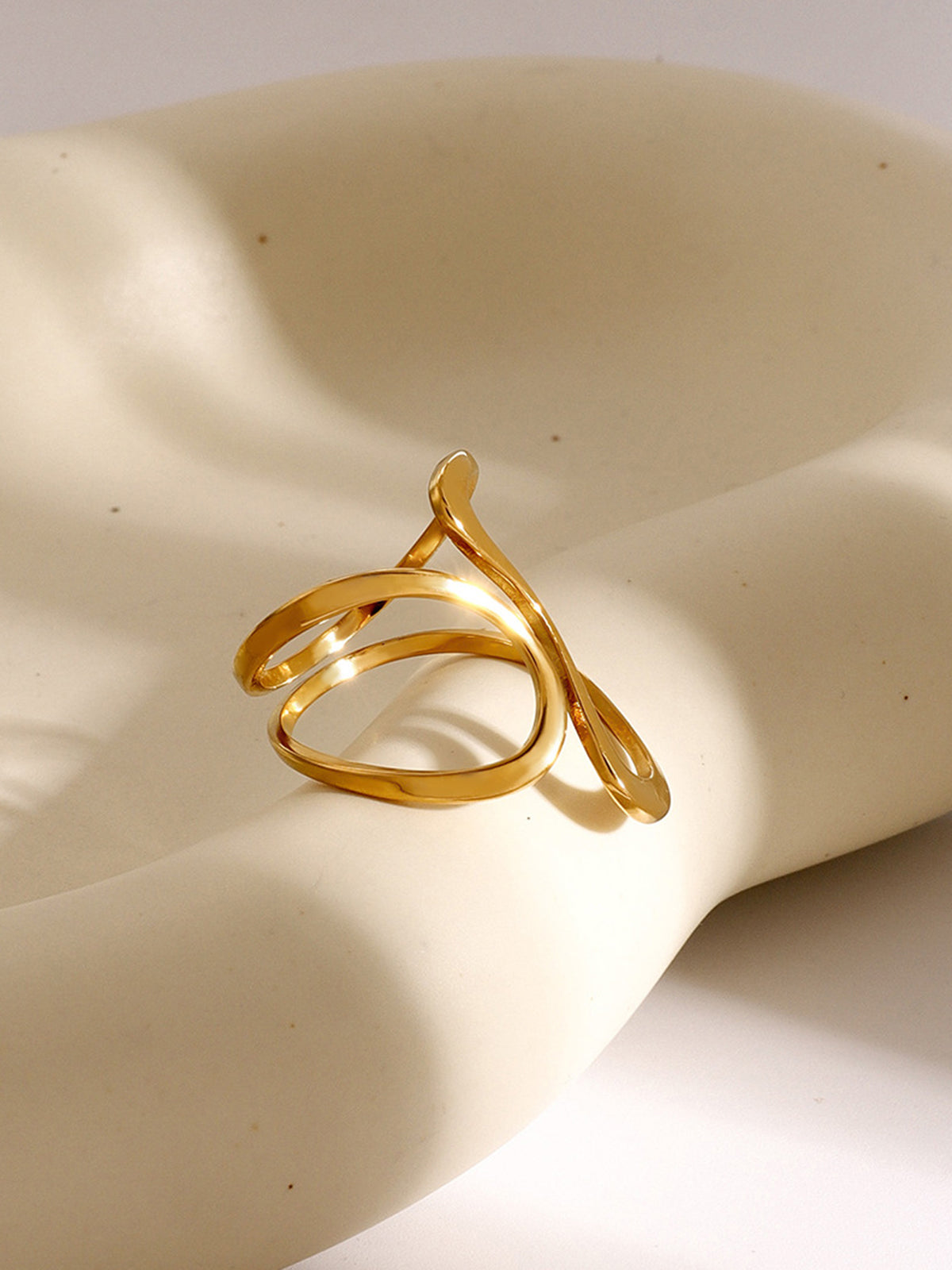 1pc Irregular Golden Whirl Open Ring-Massicos