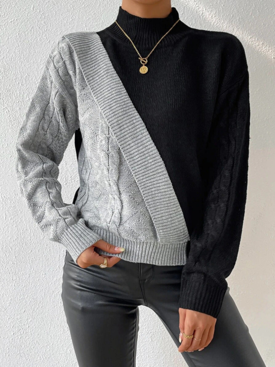 Fashion Color Block Pullover Sweater-ROVOLE