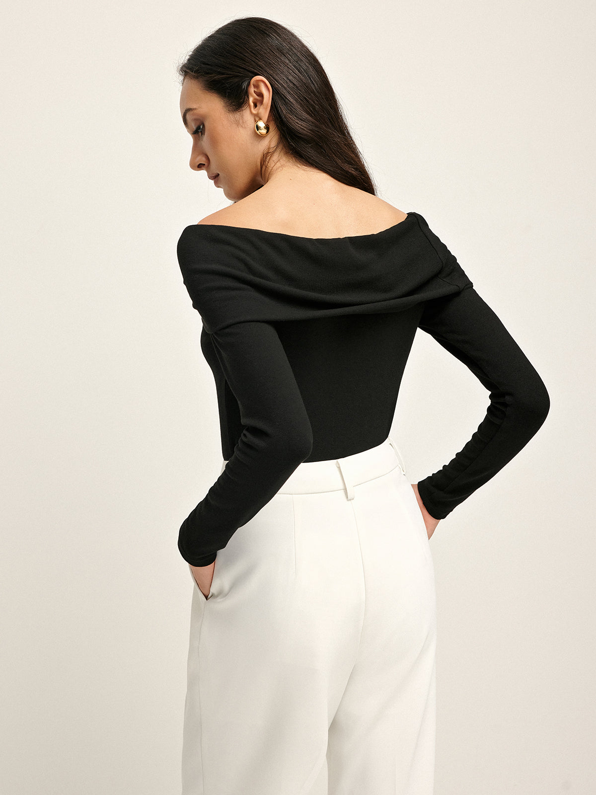 Pleated Off Shoulder T-Shirt-Massicos