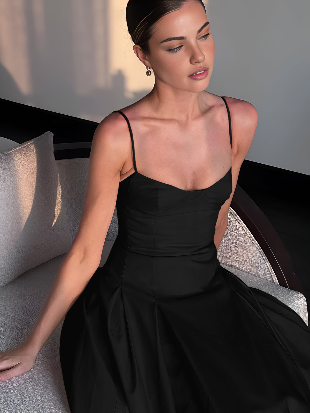 Pleated Cami Long Dress-Massicos