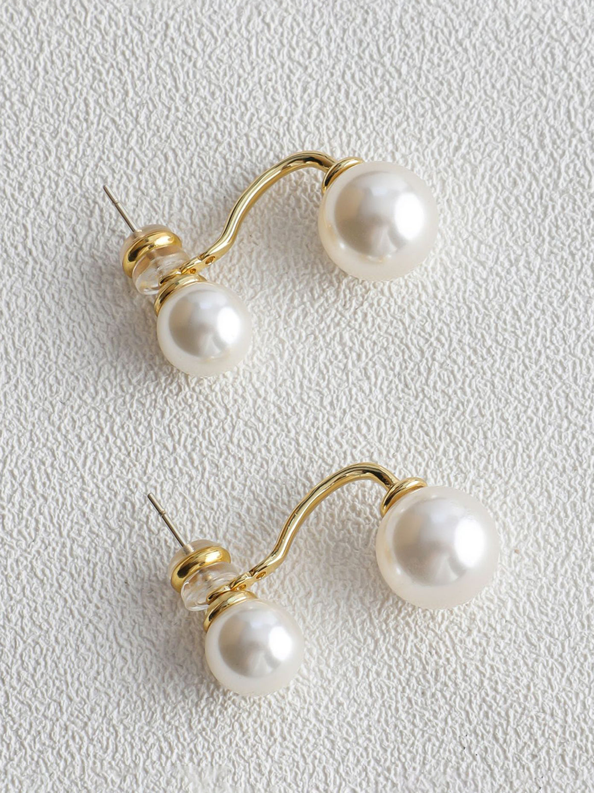 Elegant Double Pearl Stud Earrings-Massicos