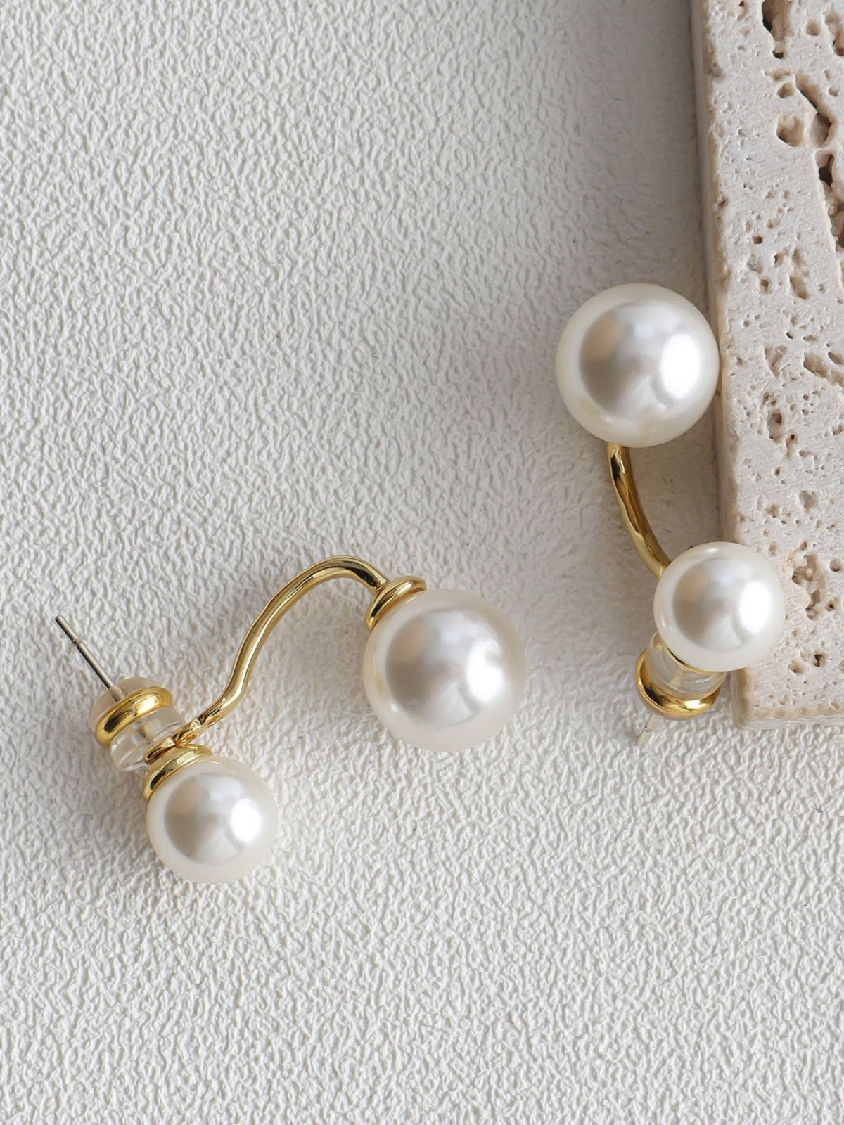 Elegant Double Pearl Stud Earrings-Massicos