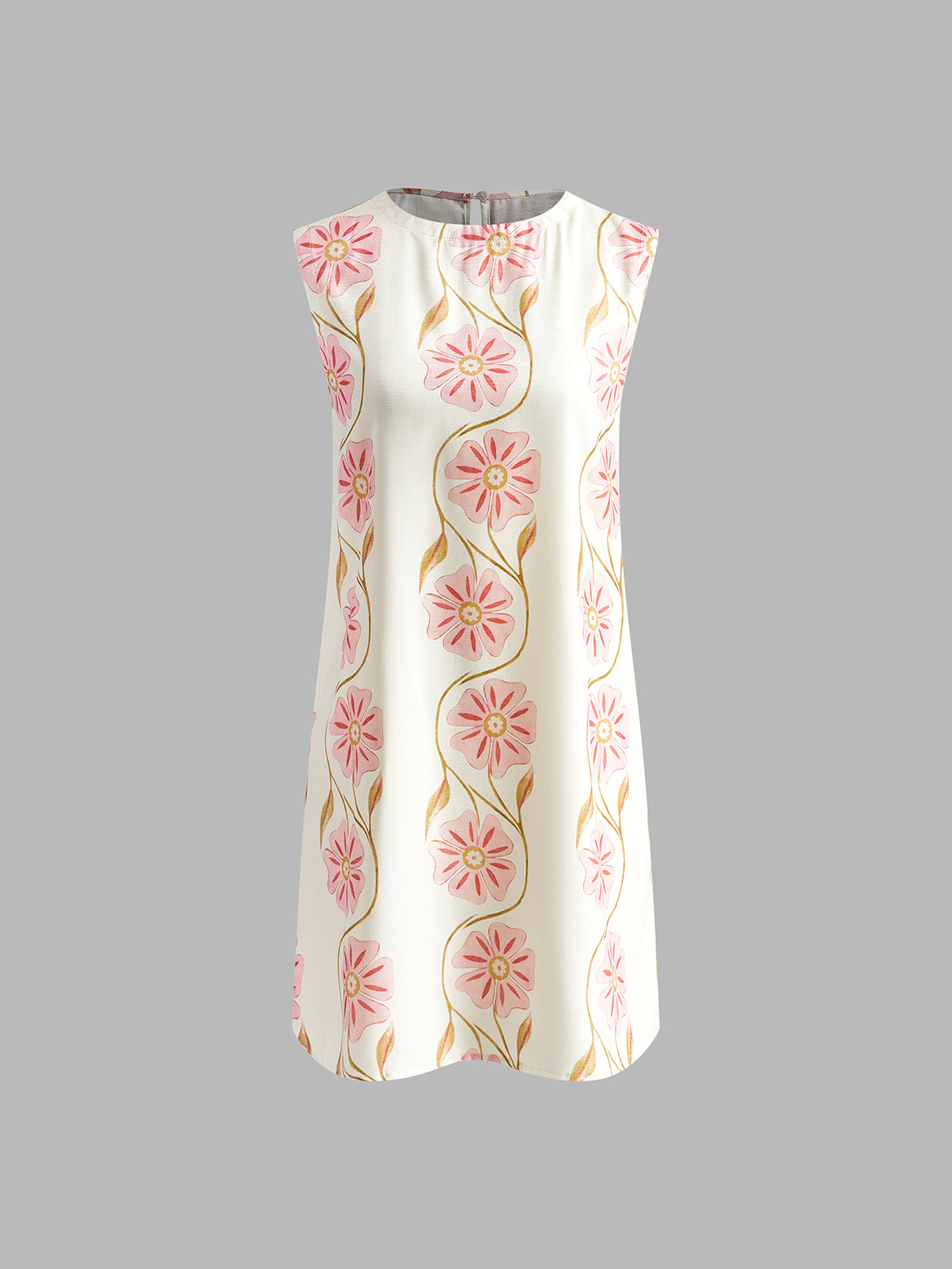 Romantic Print Sleeveless Short Dress-Massicos