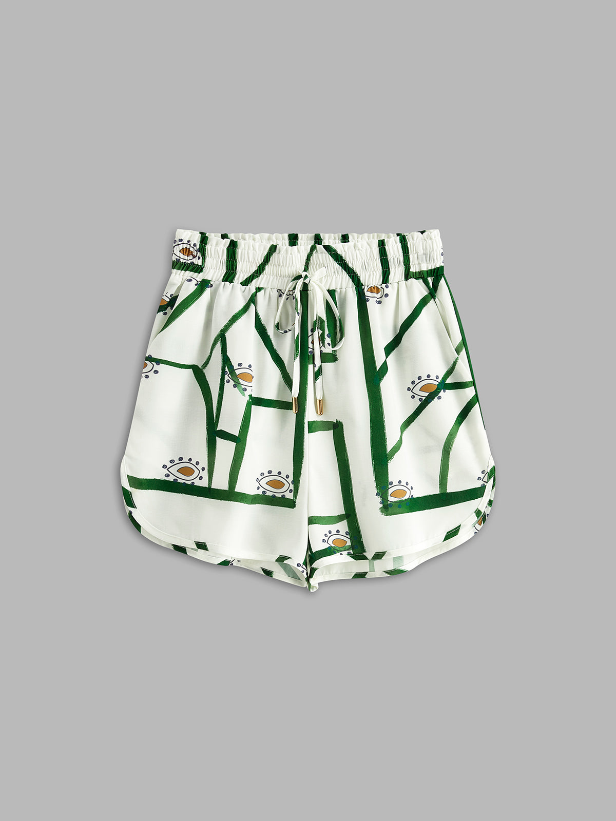 Print Drawstring Shorts Set-Massicos