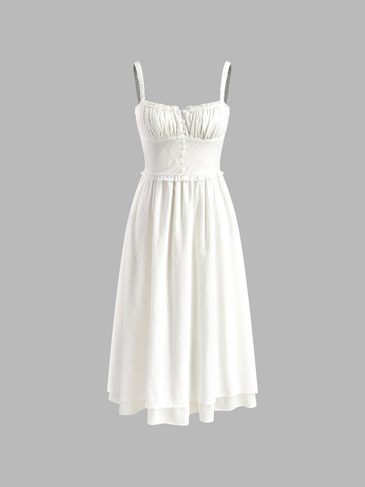 Ruffle Hem Cami Plain Midi Dress-Massicos