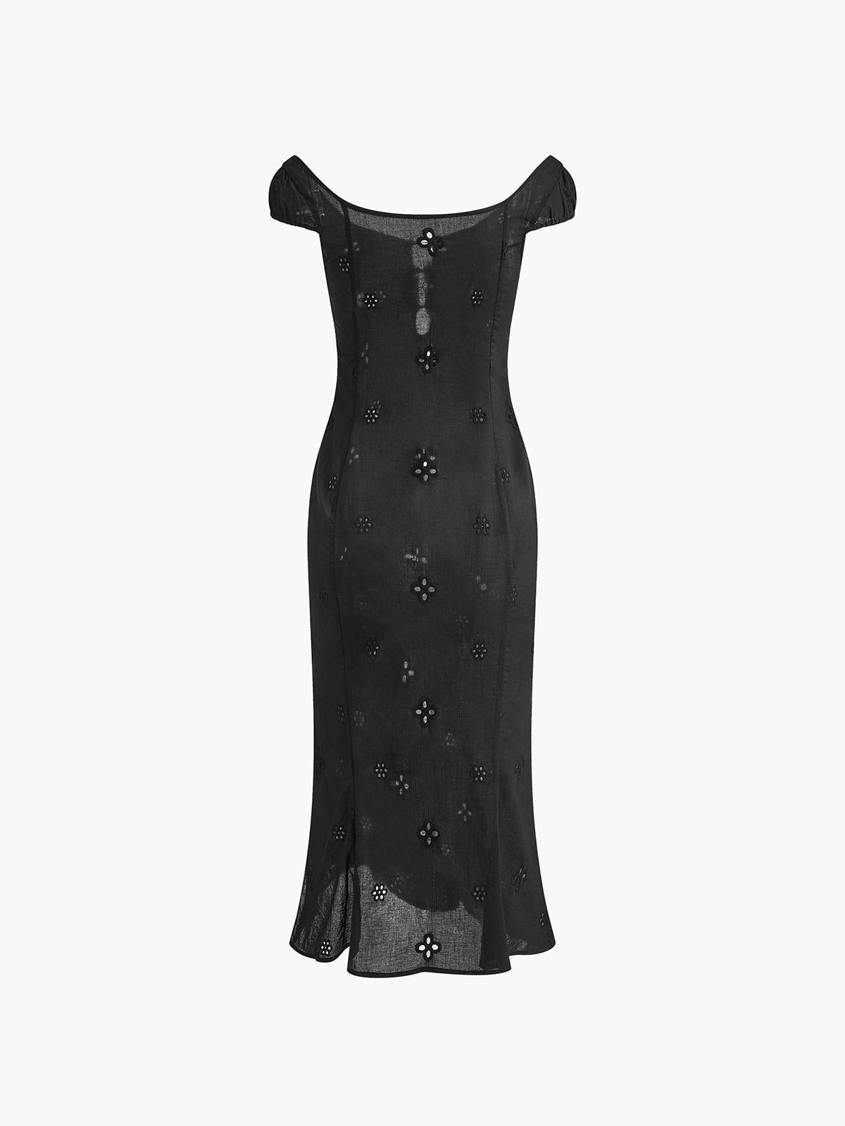 Semi-Sheer Cotton Keyhole Neckline Midi Dress-Massicos