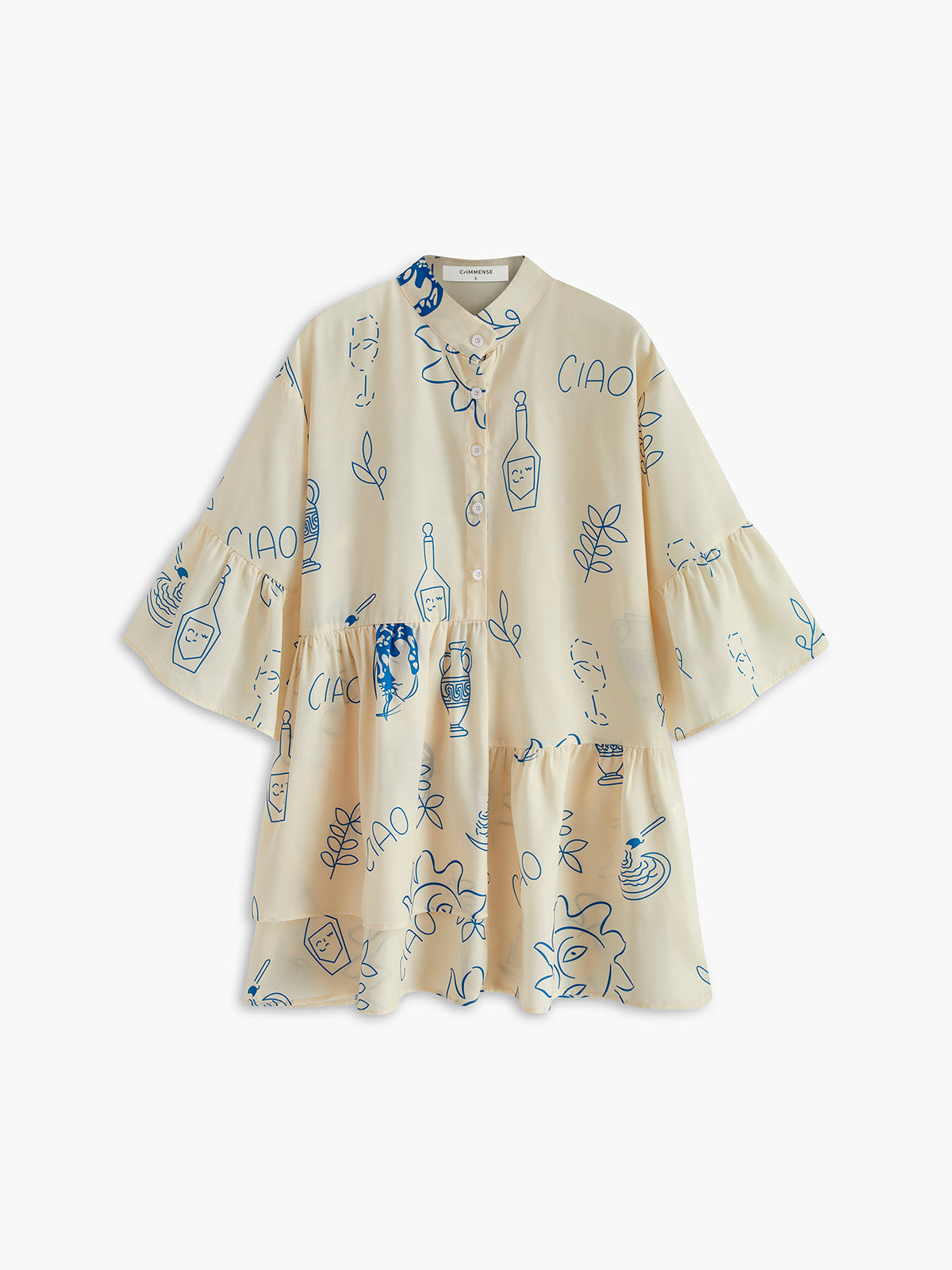 Oversized Sun Print Short Dress-Massicos
