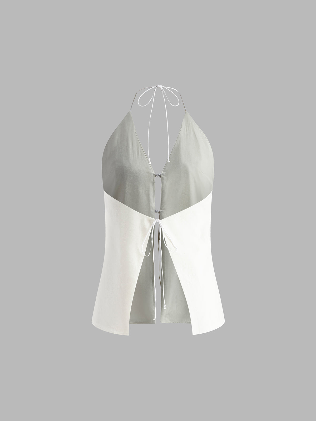Cotton & Linen Backless Halter Top With Shorts Set-Massicos