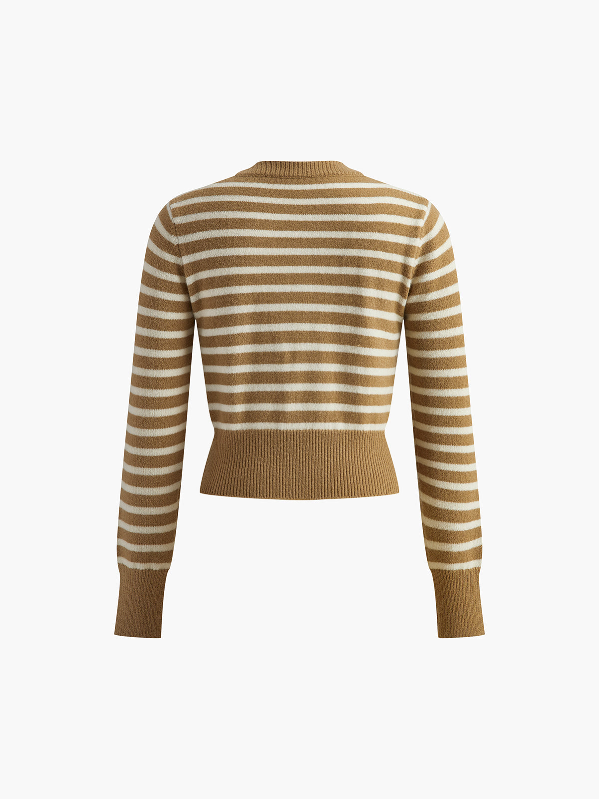Round Neck Striped Cardigan-Massicos
