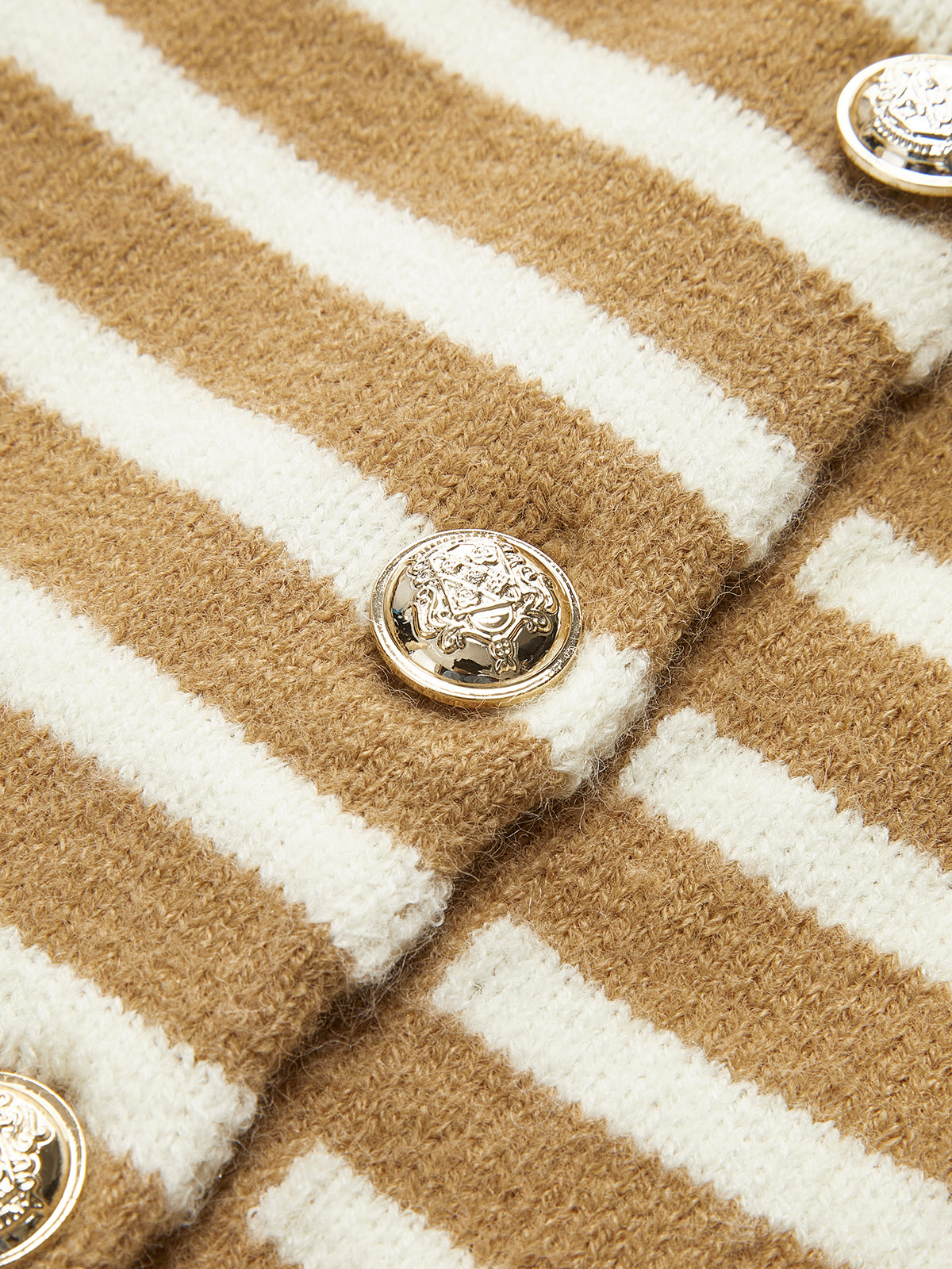 Round Neck Striped Cardigan-Massicos