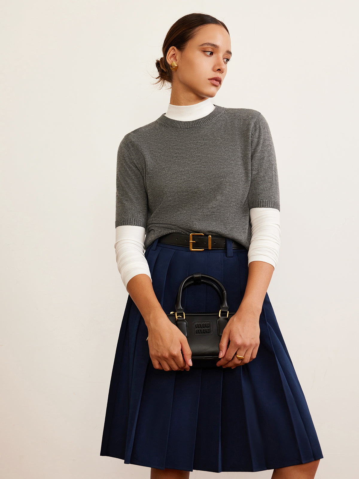 Wool-Blend Crew Neck Knit Top-Massicos