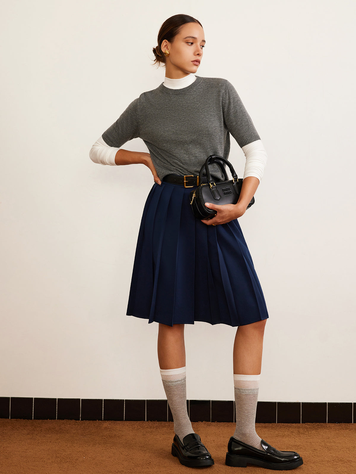 Wool-Blend Crew Neck Knit Top-Massicos