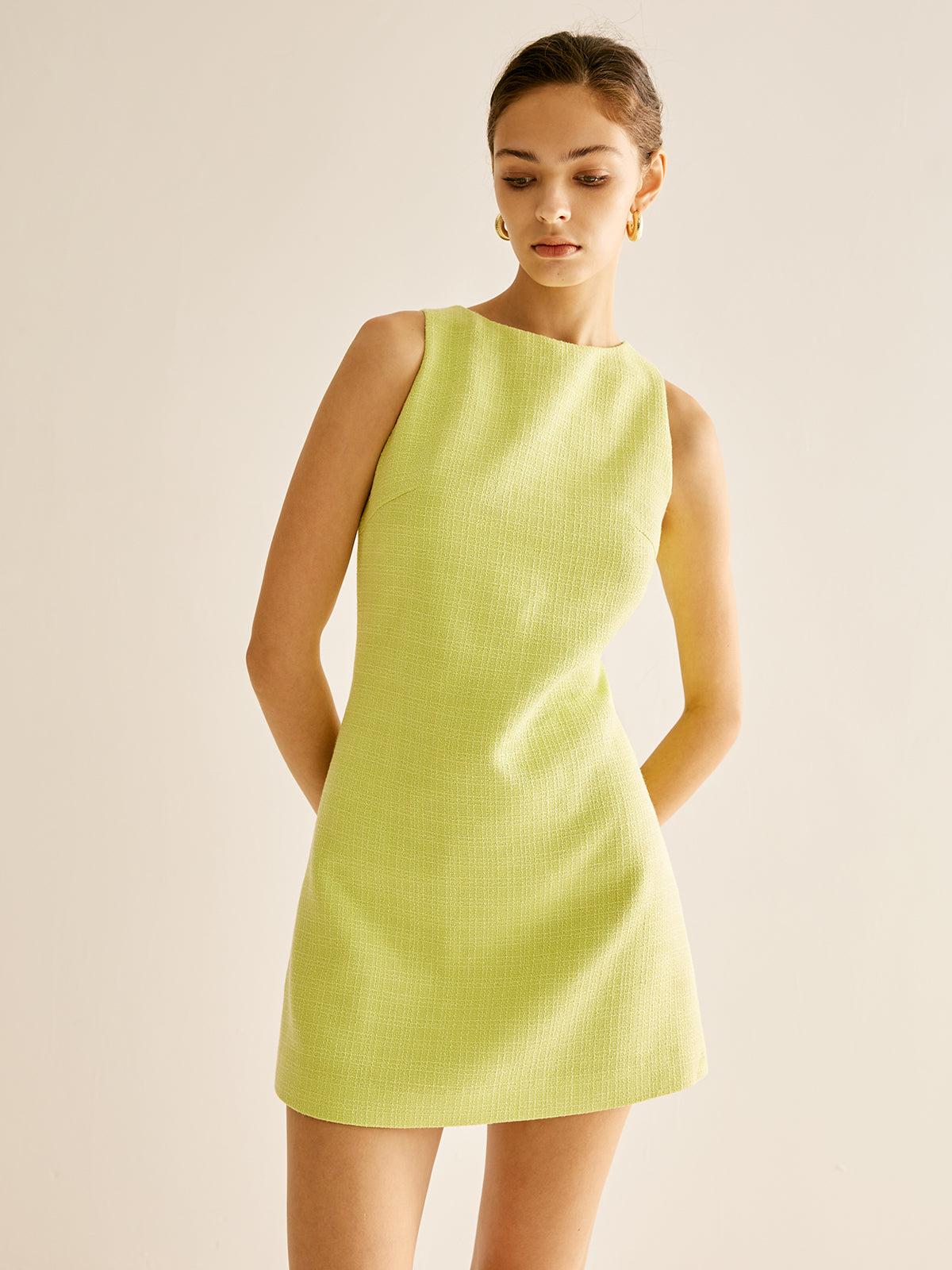 Minimalist Tweed Tank Dress-Massicos