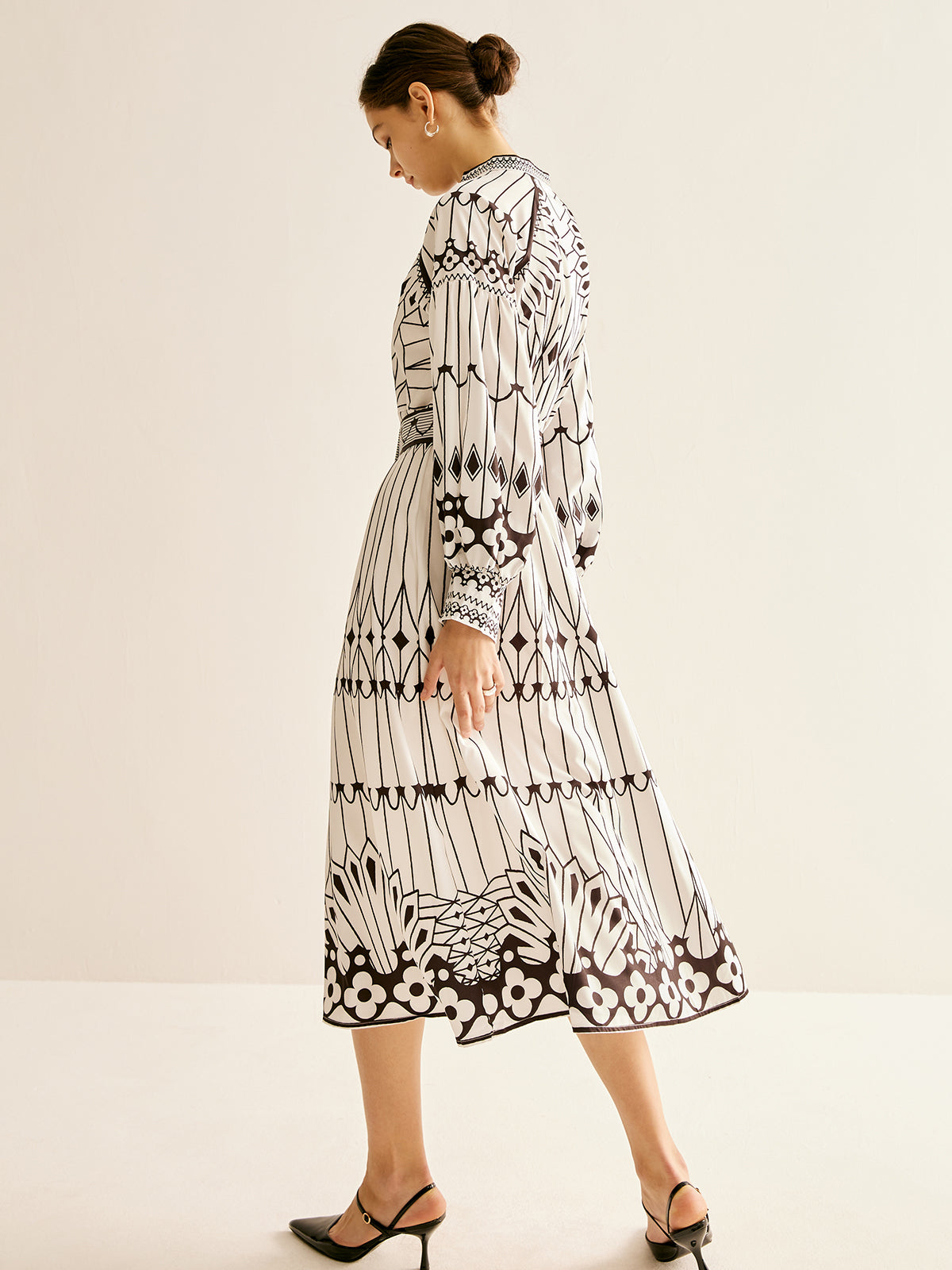 Boheme Stand Collar Split Dress-Massicos