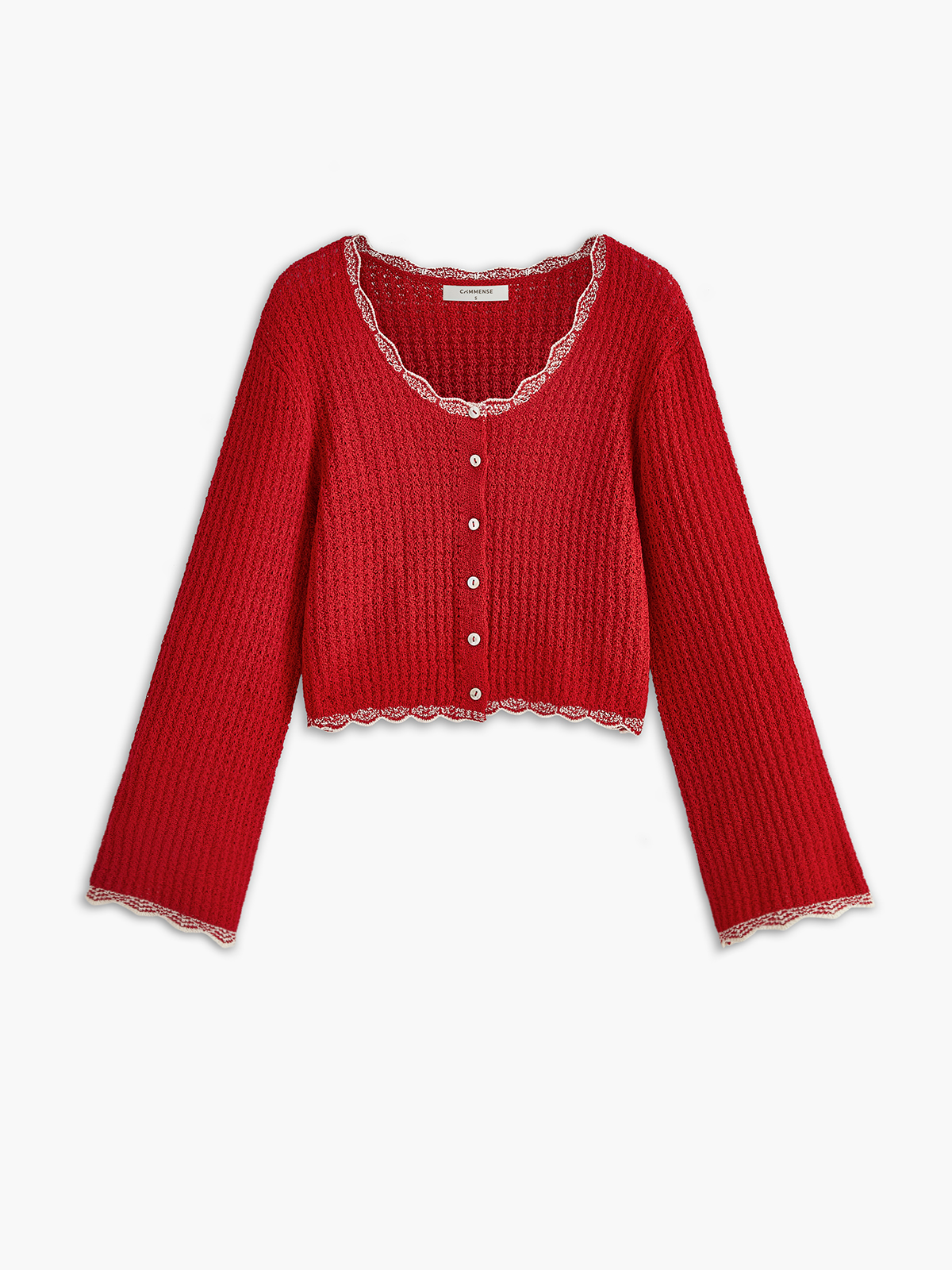 Wave Trim Breasted Cardigan-Massicos