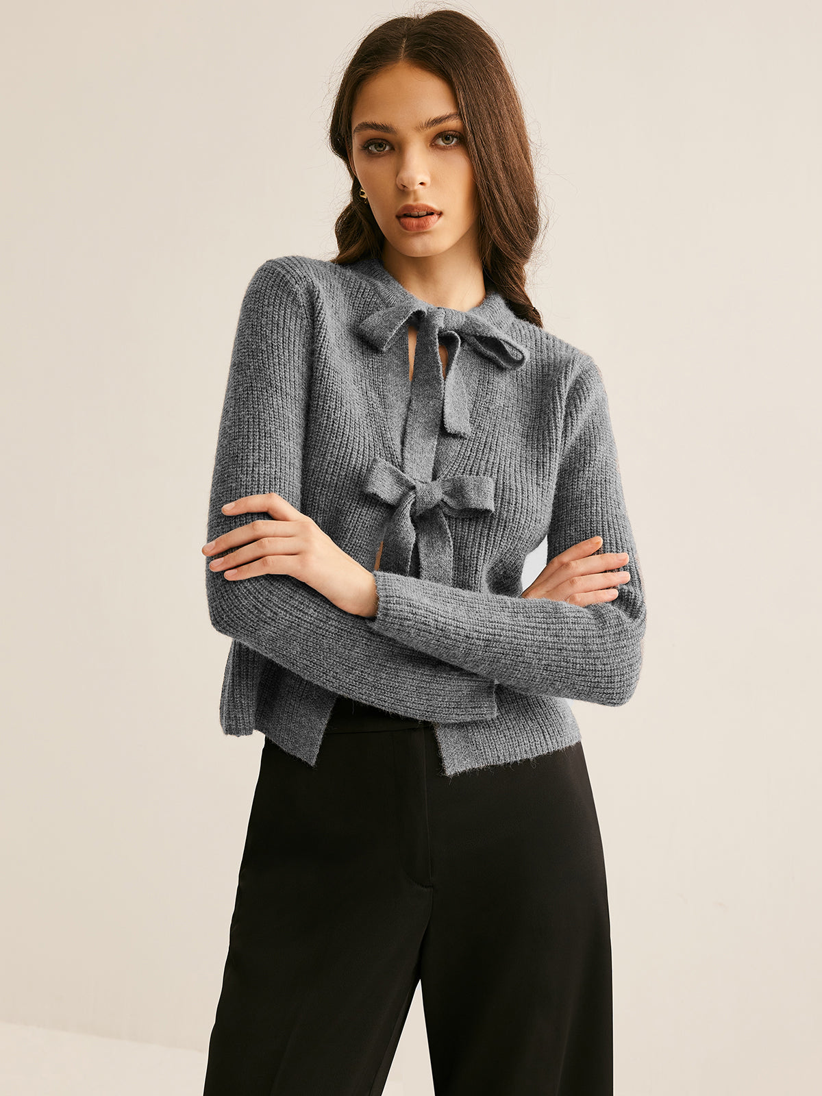 Bow Knotted Cardigan-Massicos