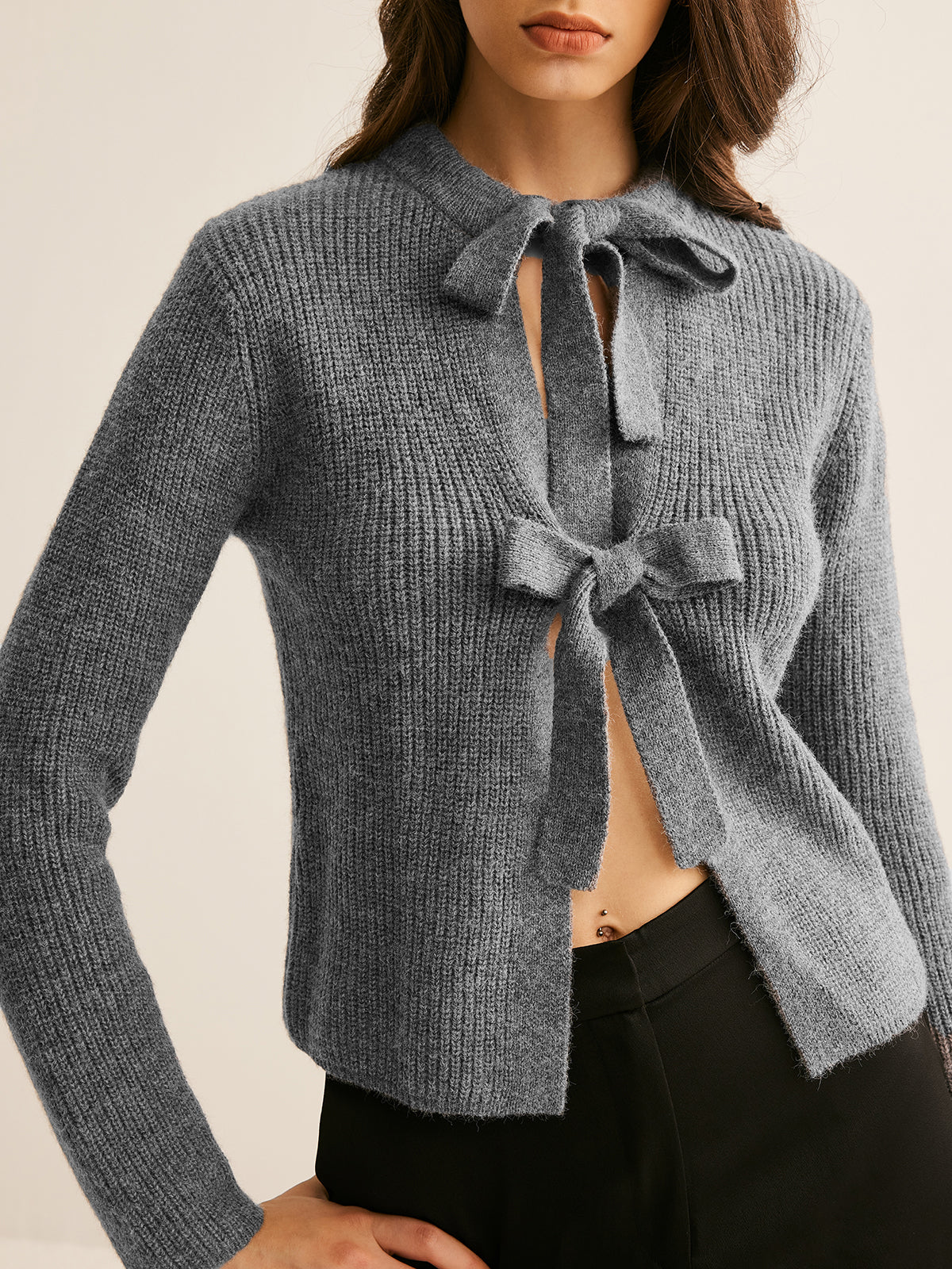 Bow Knotted Cardigan-Massicos