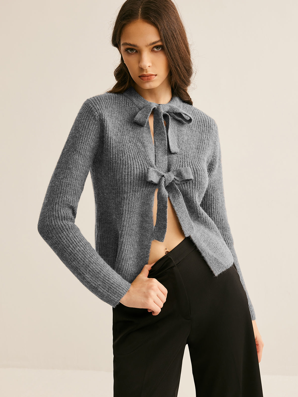 Bow Knotted Cardigan-Massicos