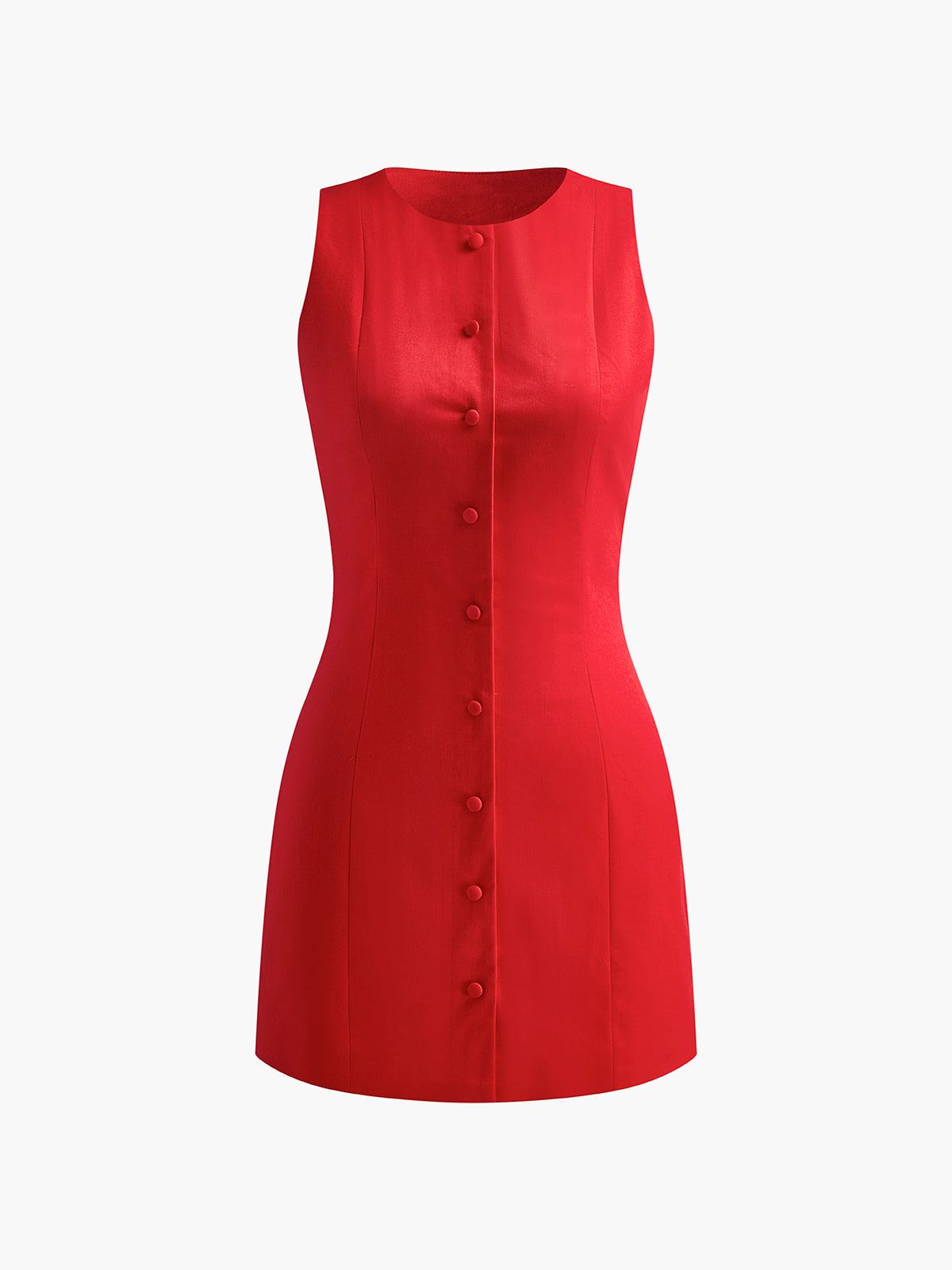 Button-Front Sleeveless Short Dress-Massicos
