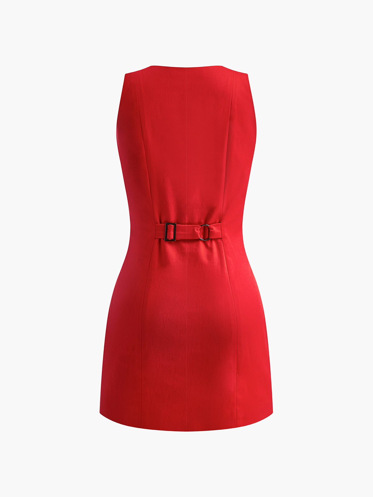 Button-Front Sleeveless Short Dress-Massicos