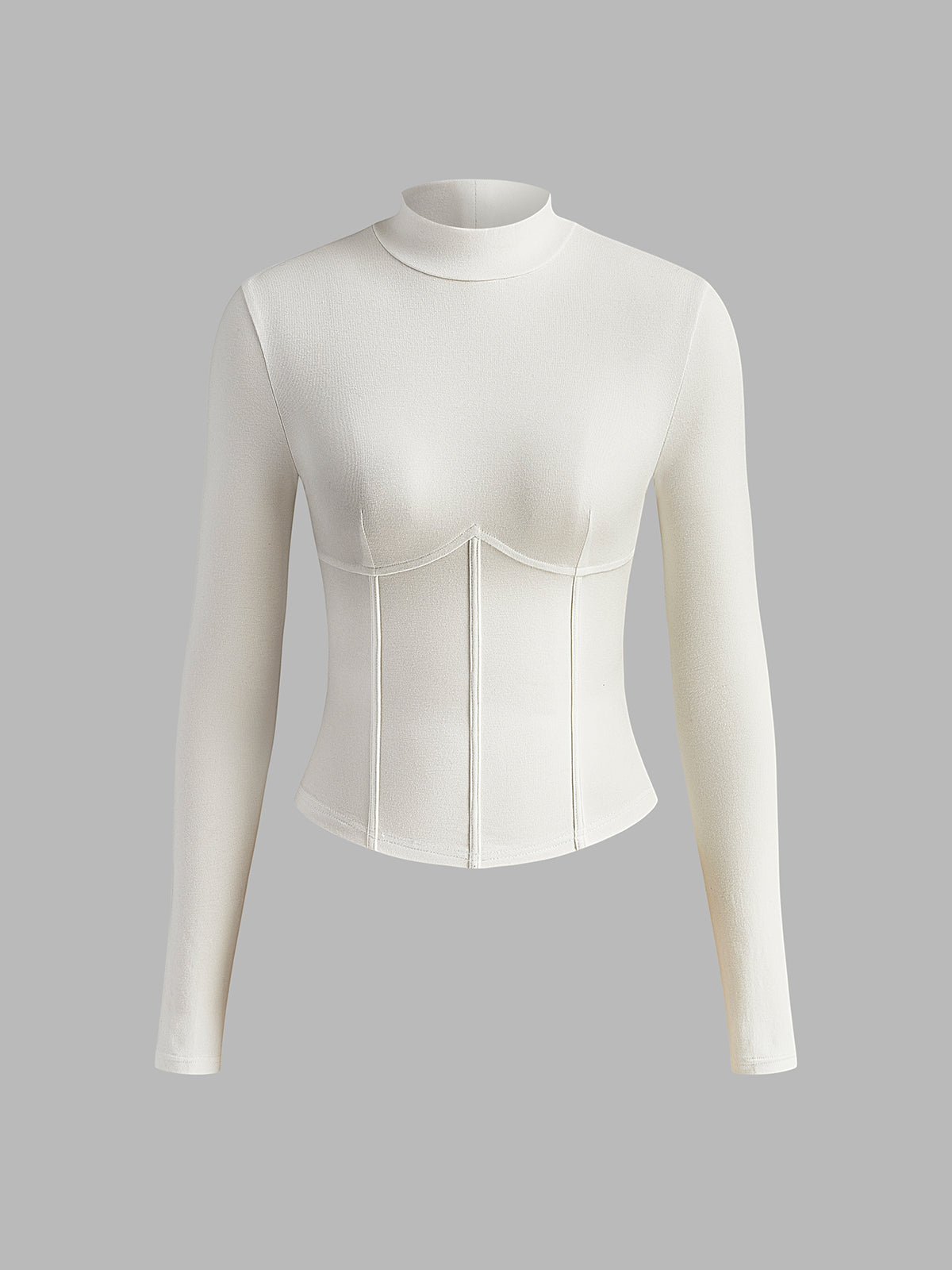 Mock Neck Piping Slim T-Shirt-Massicos