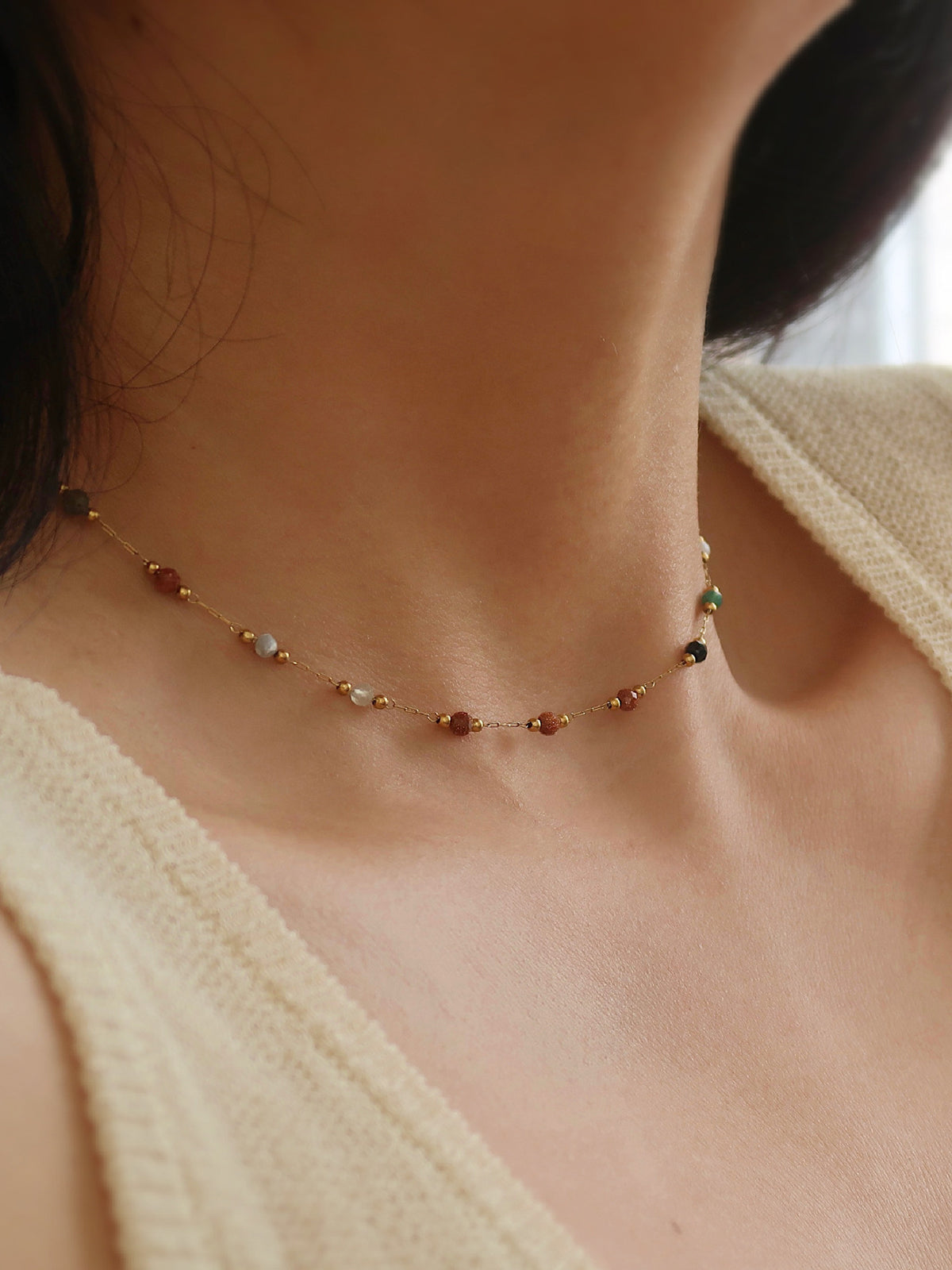 Colorful Beaded Link Necklace-Massicos