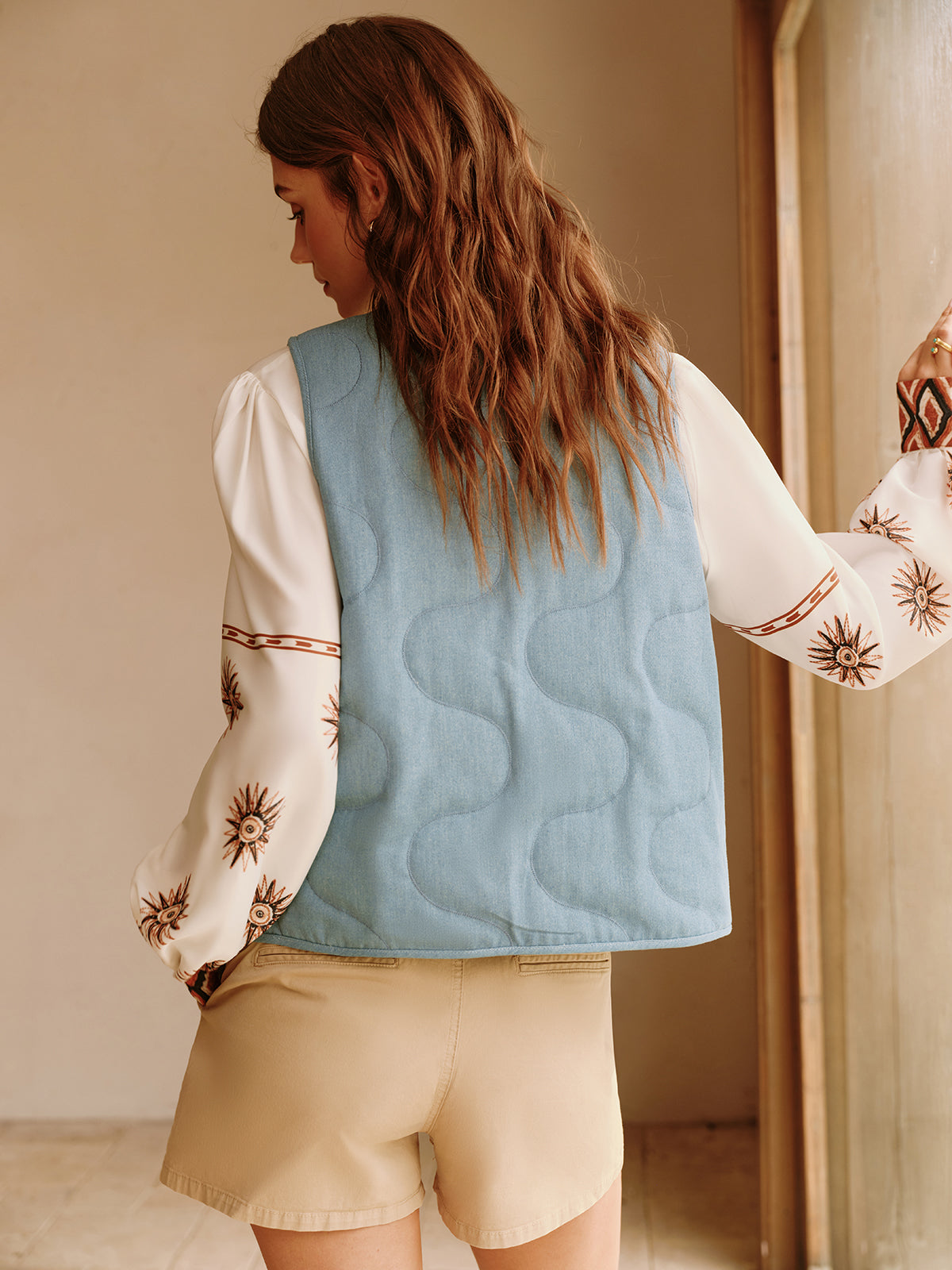 Plain Tie Denim Vest-Massicos