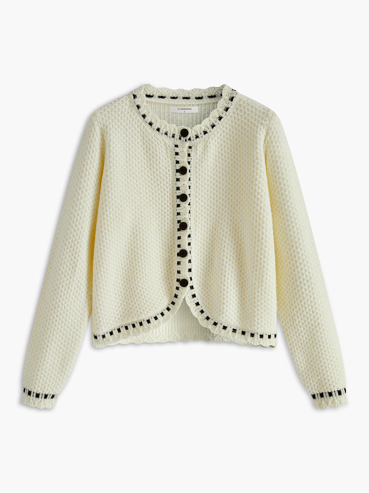 Elegant Wave Trim Cardigan-Massicos