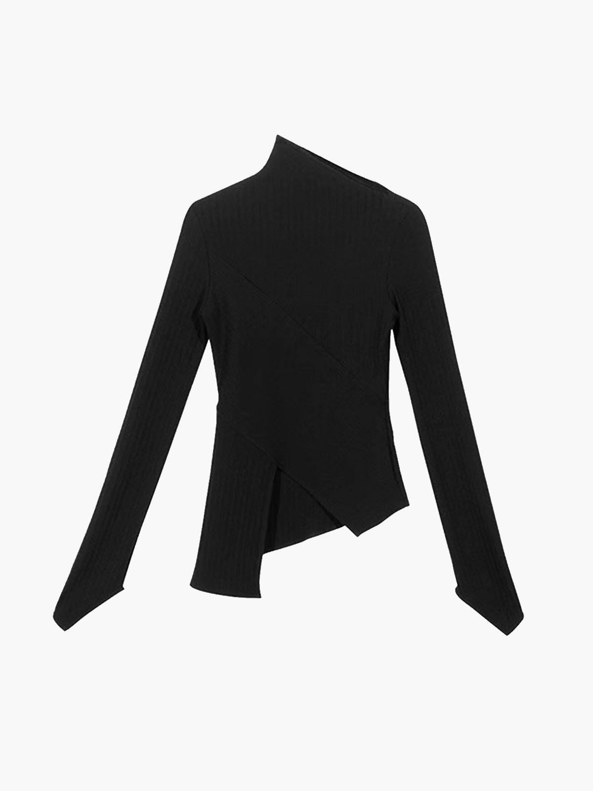 Asymmetrical Long Sleeve Slim Top-Massicos
