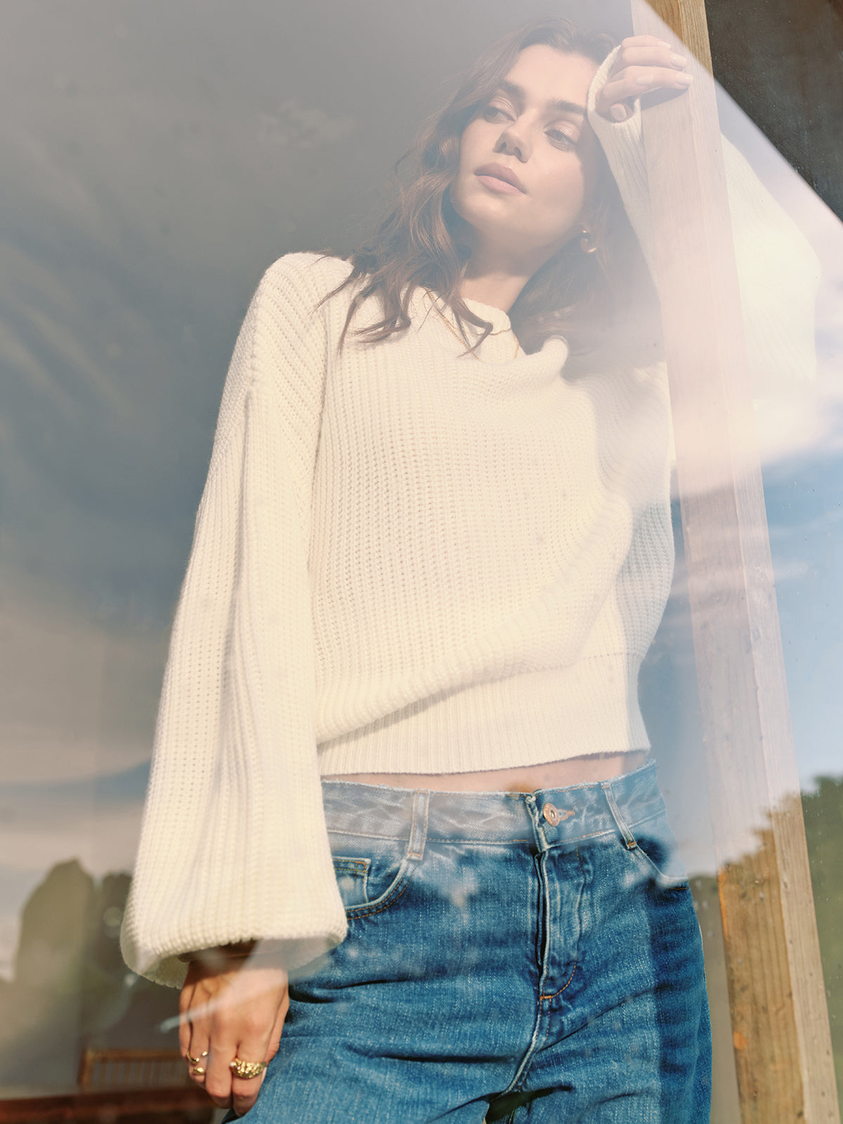 Asymmetrical Cold-Shoulder Oversized Sweater-Massicos