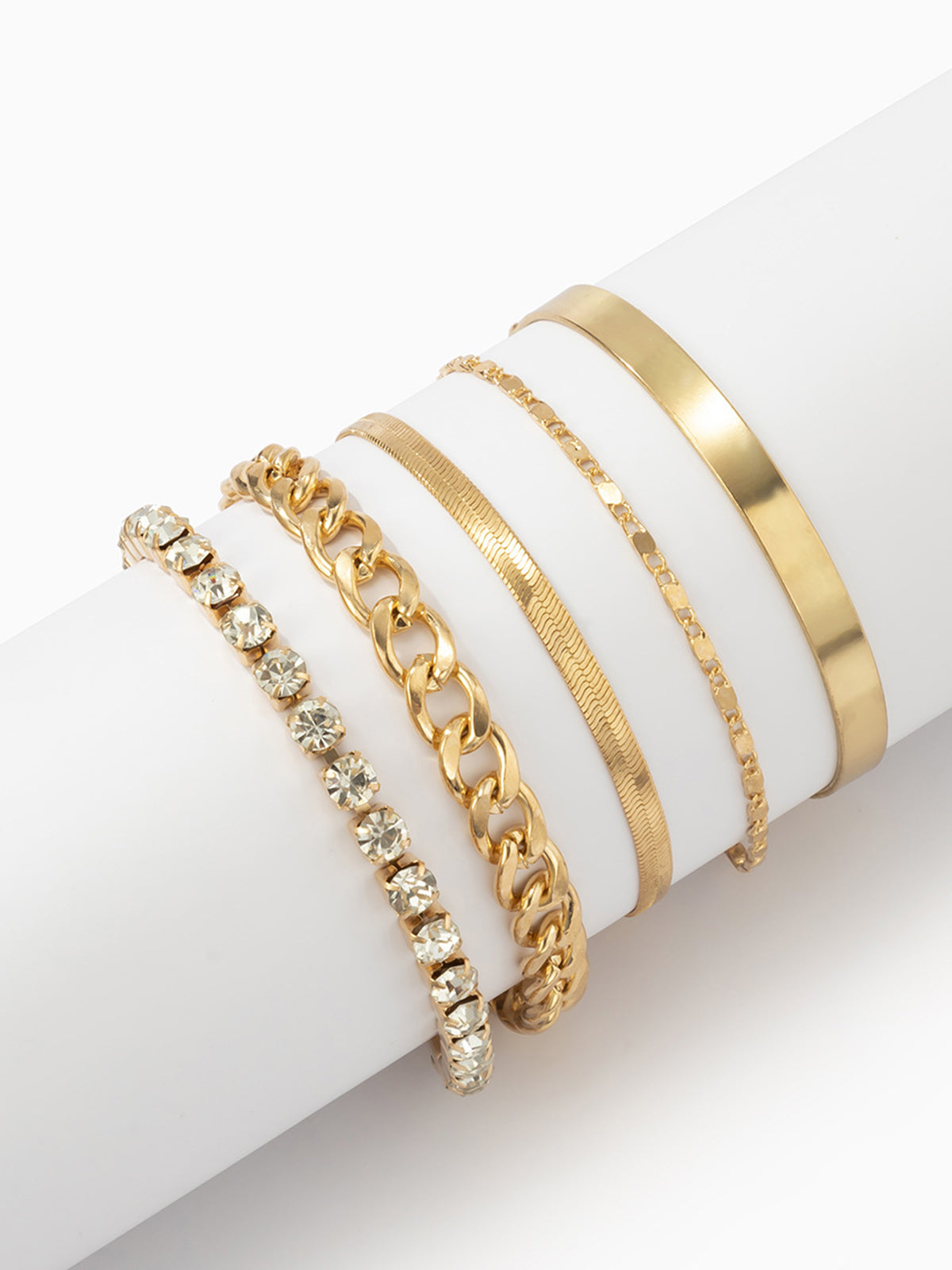 5pcs Rhinestone Snake Chain Bracelet-Massicos