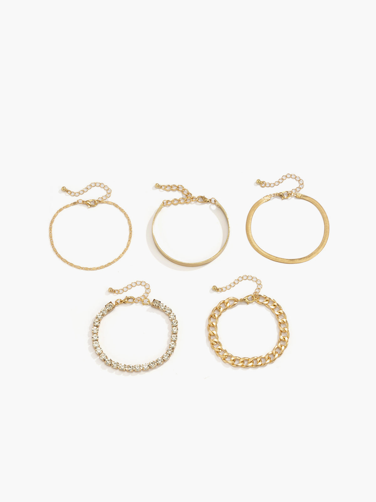 5pcs Rhinestone Snake Chain Bracelet-Massicos