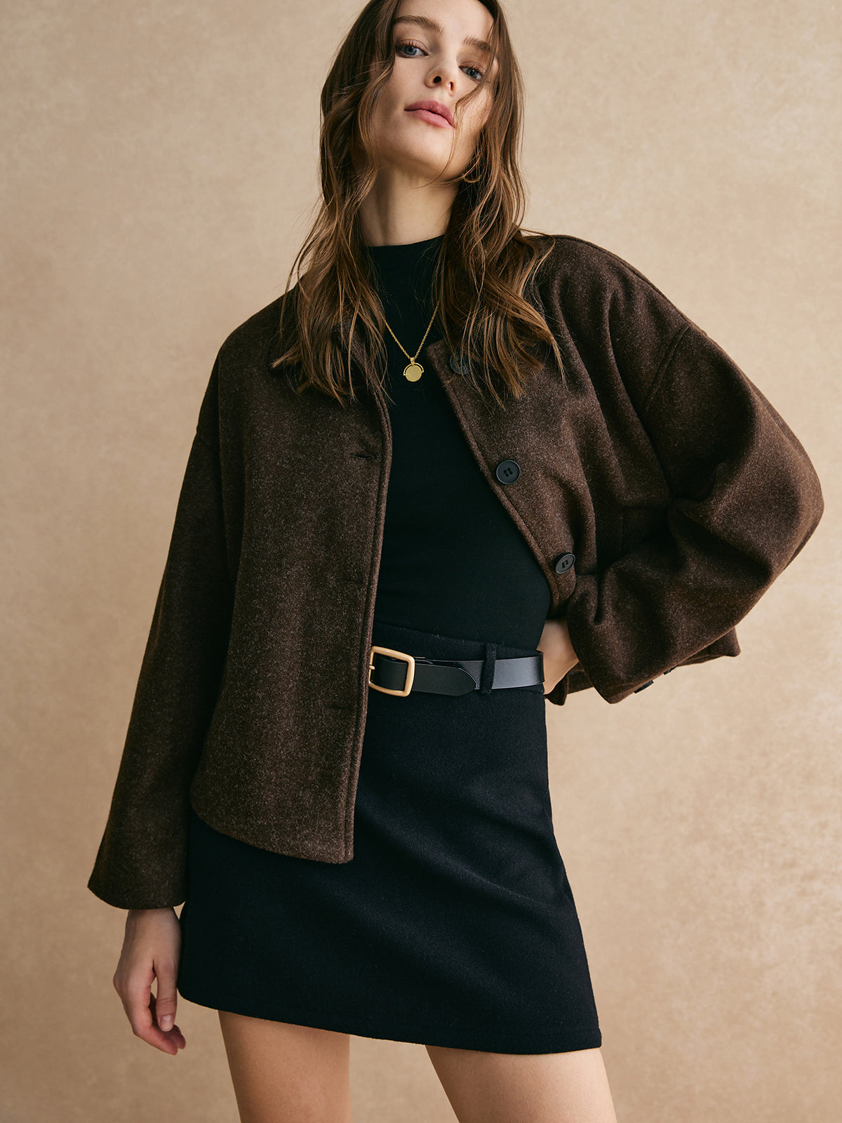 Tweed Button Down Jacket-Massicos