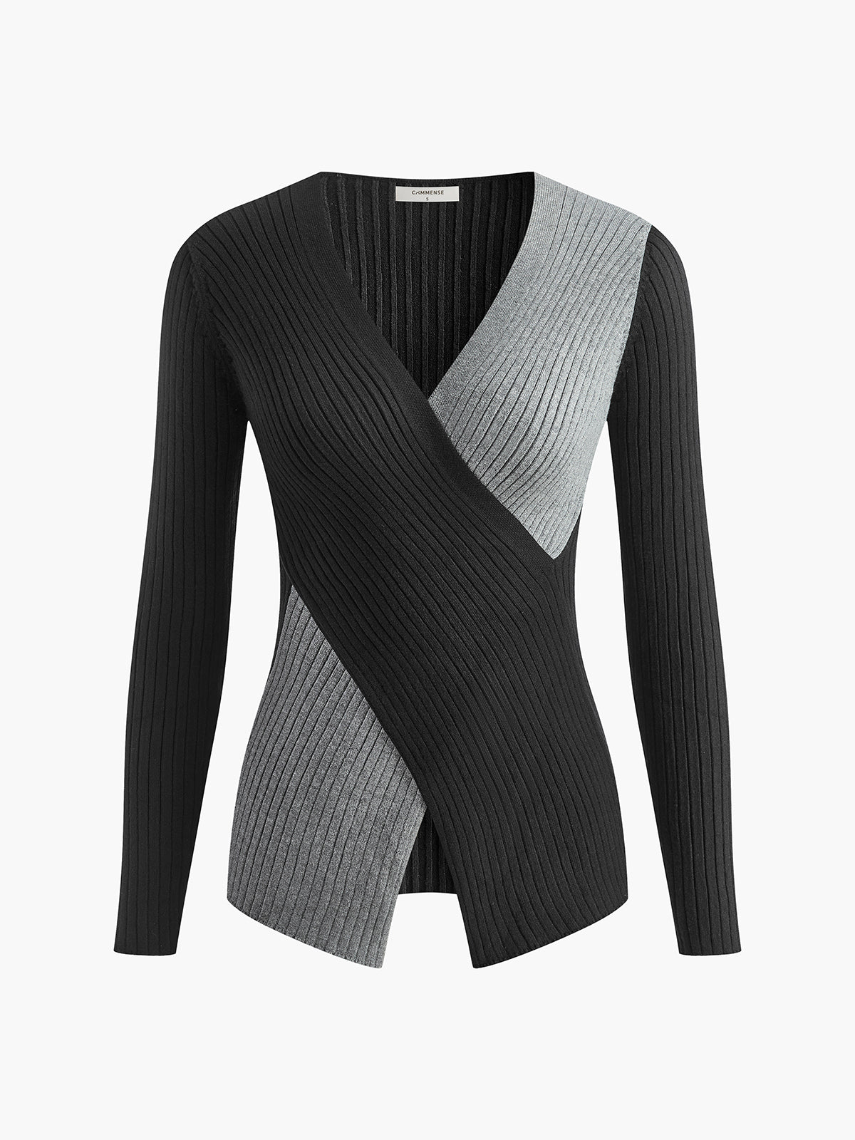 Two Tone Criss Cross Slim Knit Top-Massicos