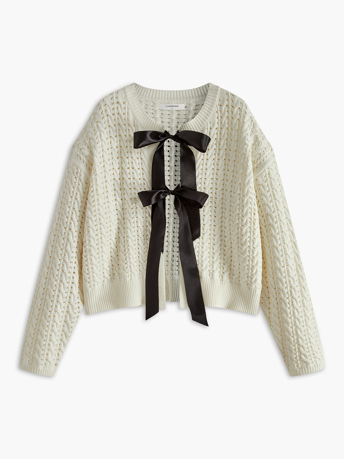 Bow Round Neck Cardigan-Massicos
