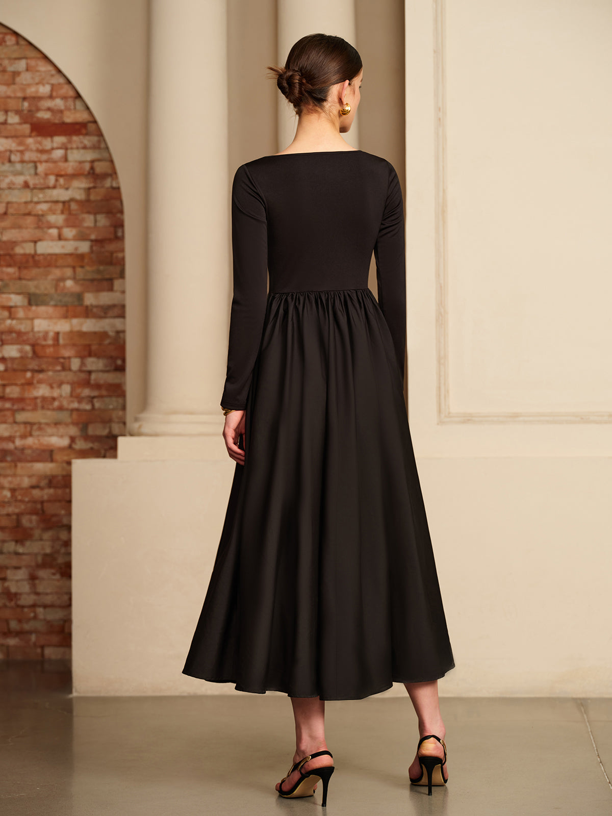 Cutout Pleated Panel Dress-Massicos