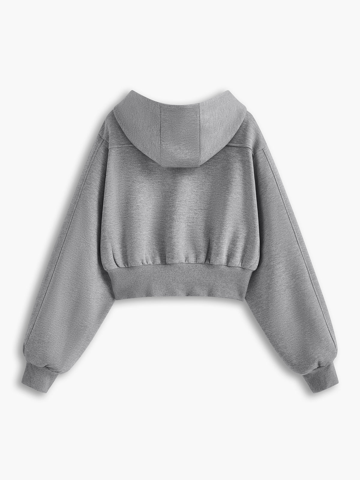 Solid Long Sleeve Zip Crop Hoodie-Massicos