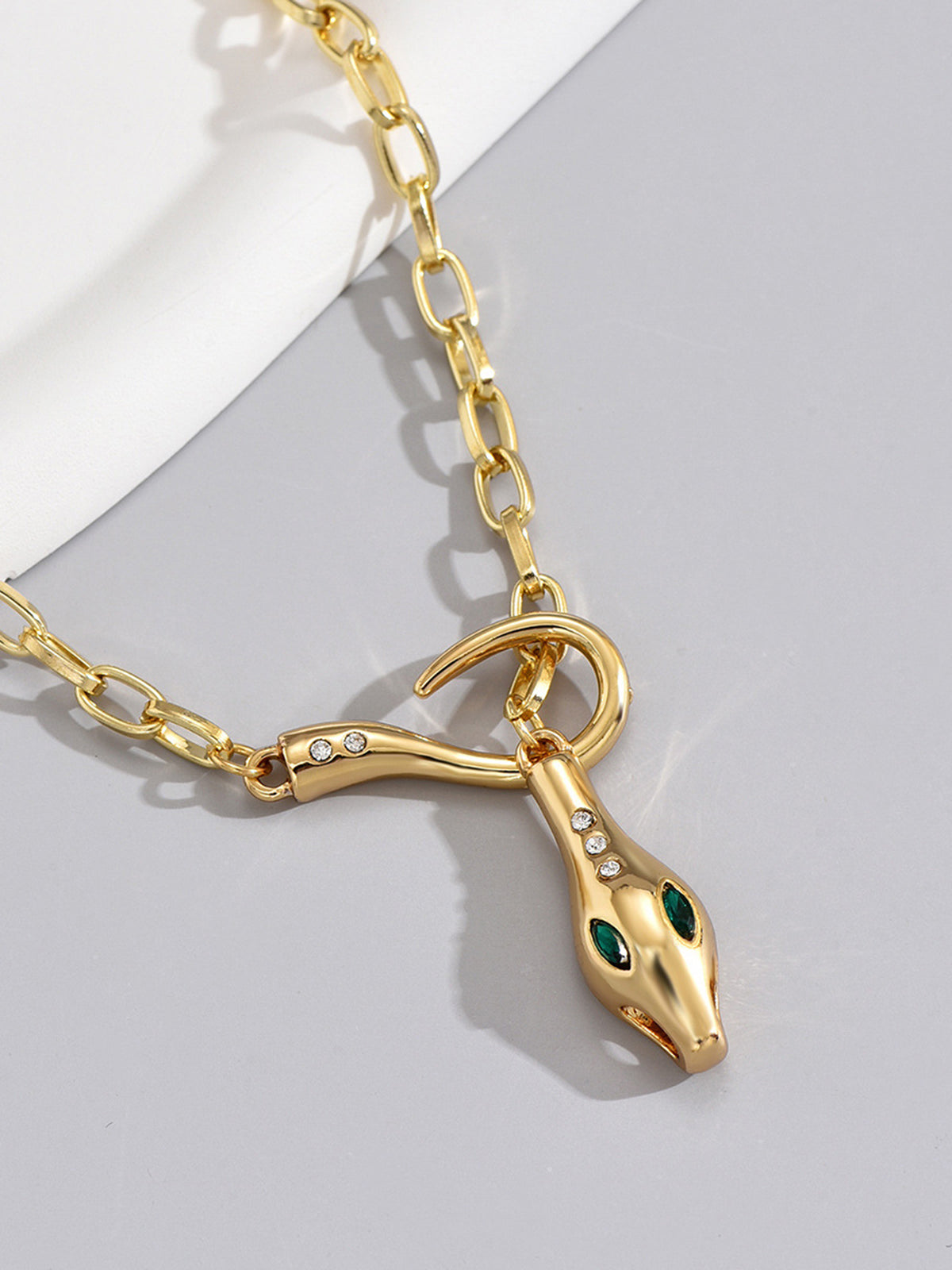 Rhinestone Snake Chain Necklace-Massicos