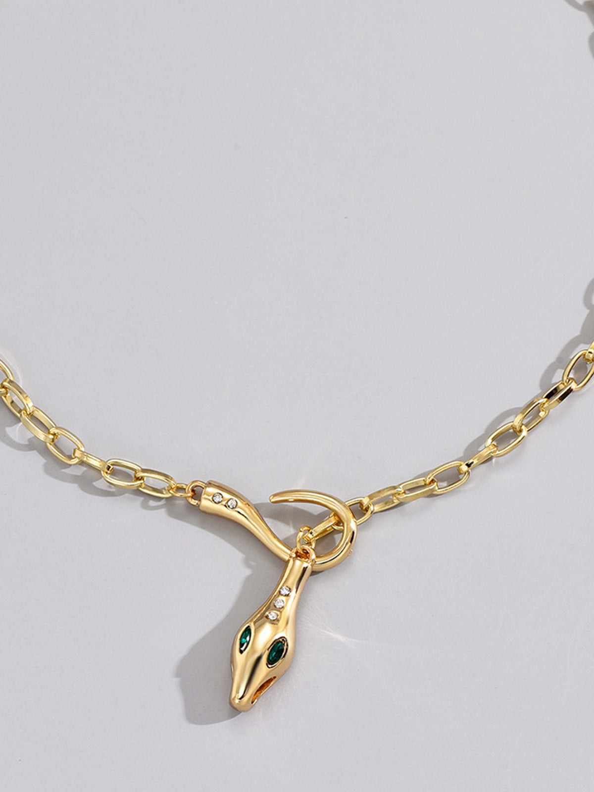 Rhinestone Snake Chain Necklace-Massicos