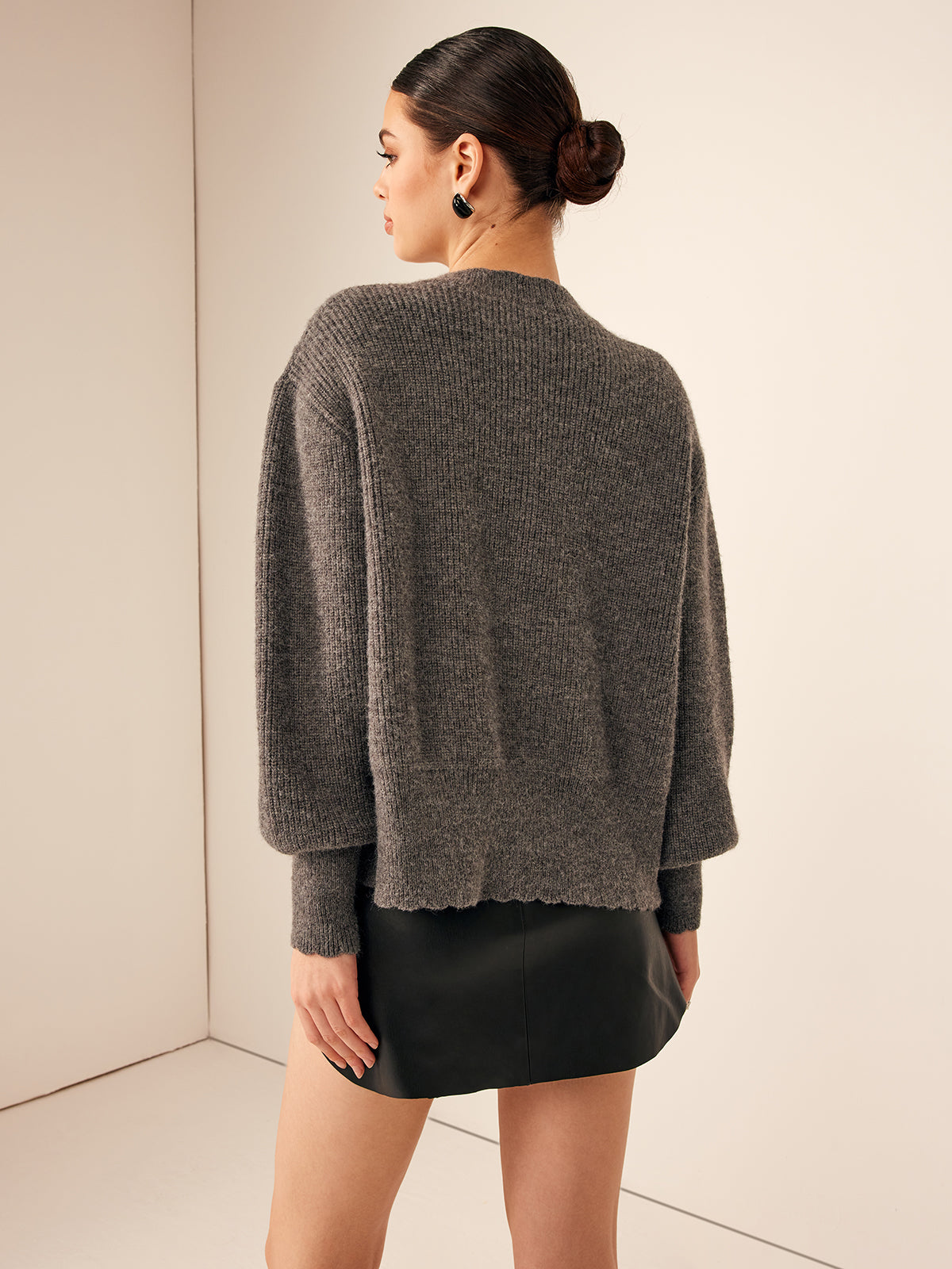 Wave Trim Bow Breasted Cardigan-Massicos
