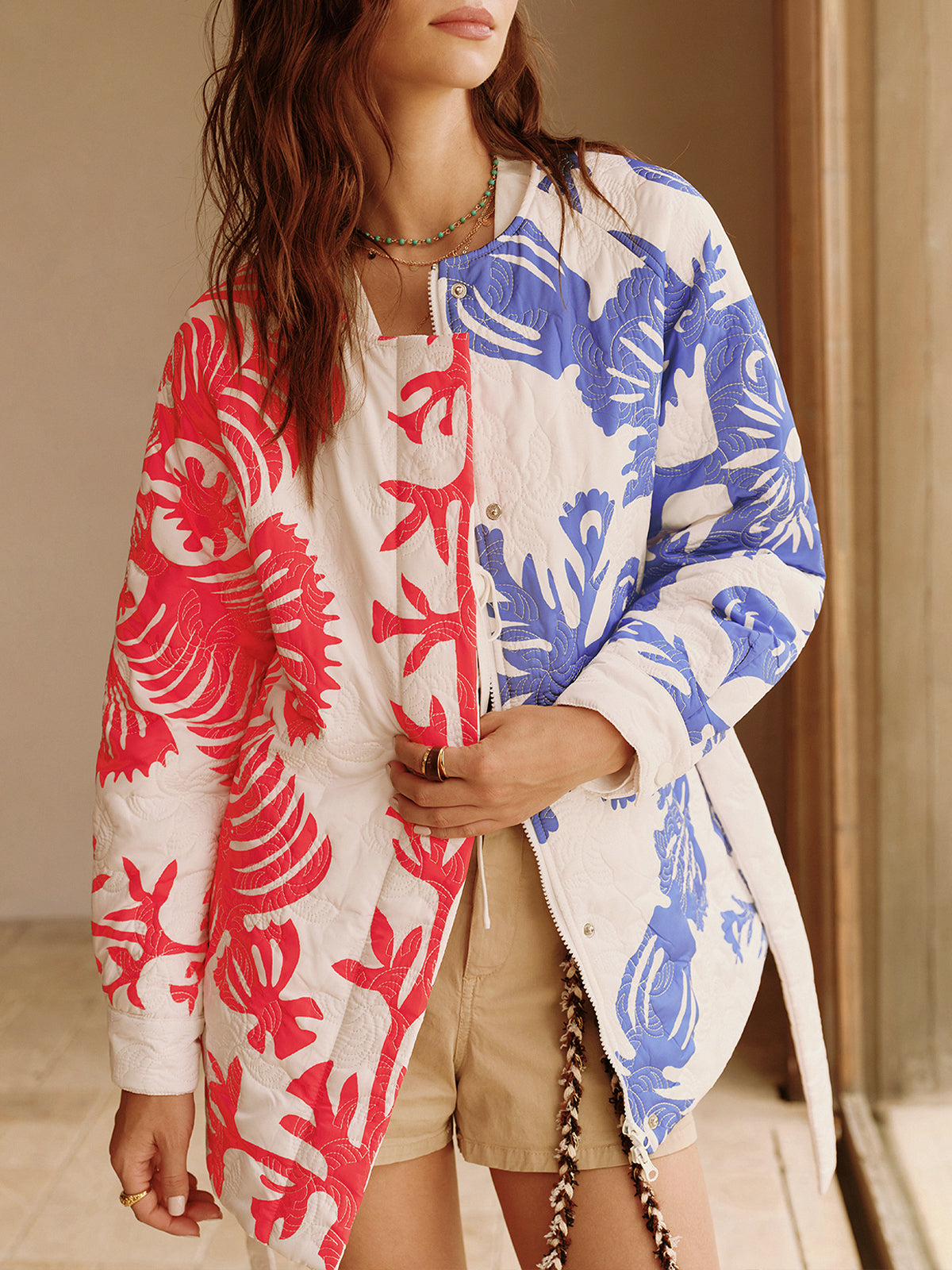 Two Tone Loose Belted Winter Coat-Massicos