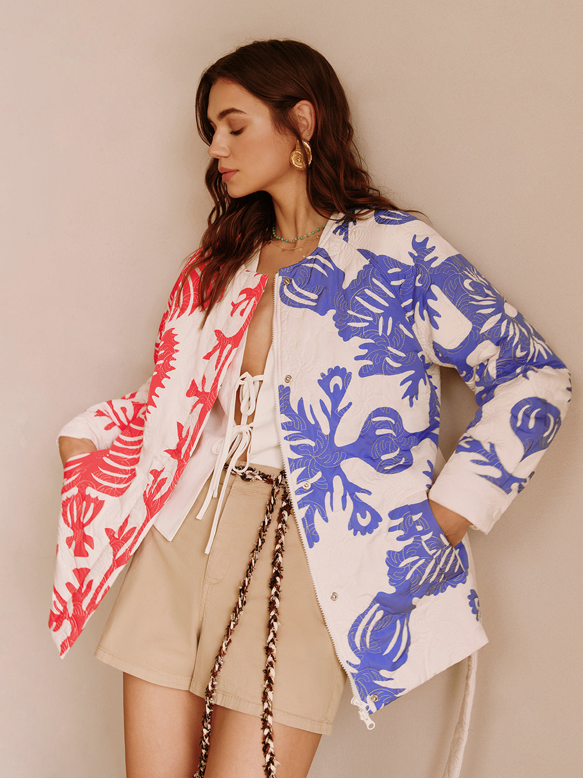 Two Tone Loose Belted Winter Coat-Massicos