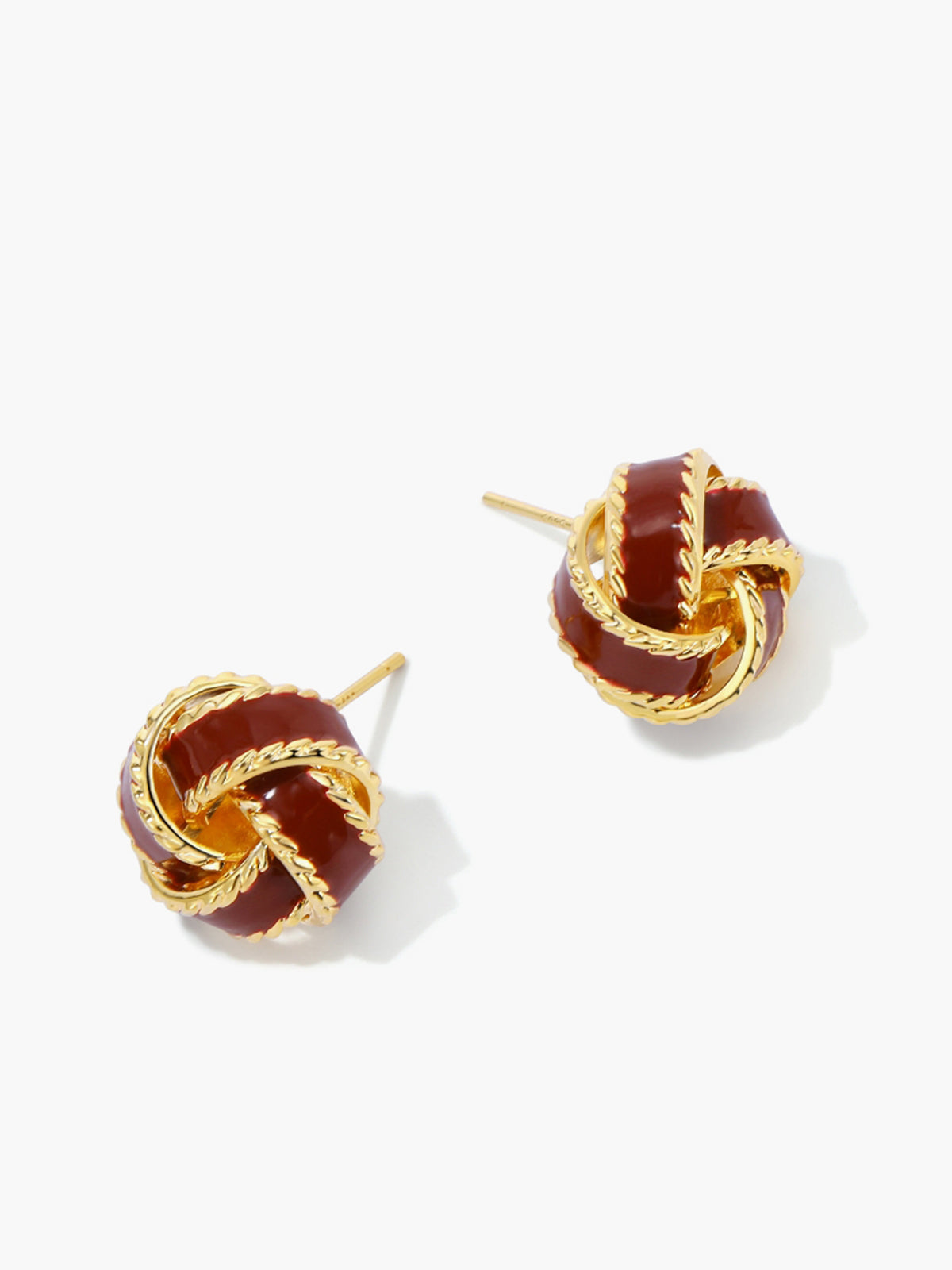 Vintage Dripped Glaze Knotted Hoop Stud Earrings-Massicos