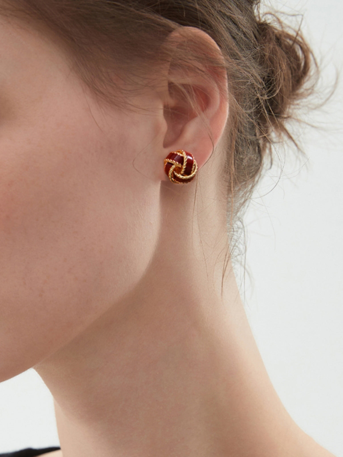 Vintage Dripped Glaze Knotted Hoop Stud Earrings-Massicos