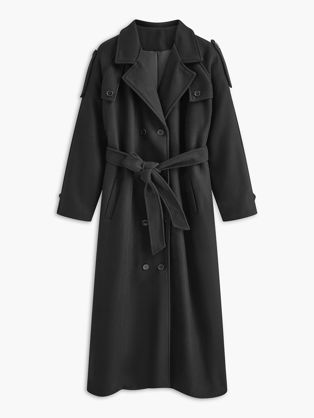 Versatile Plain Belted Long Coat-Massicos