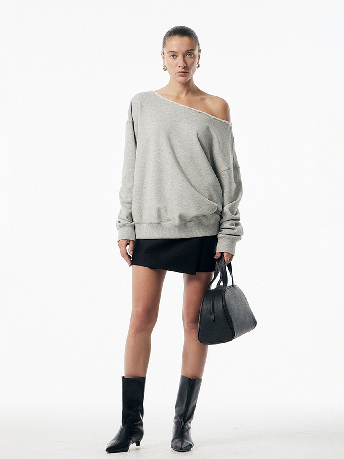 Asymmetrical Drawstring Pockets Skirt Set-Massicos